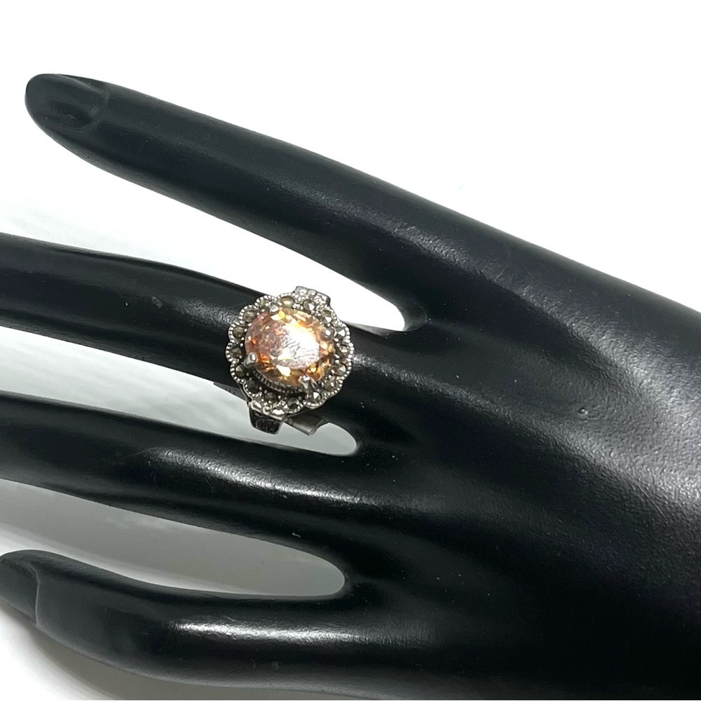 Vintage Sterling, Citrine & Marcasite Ring